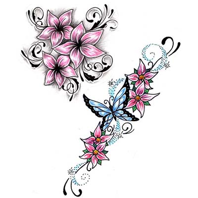 Amazing Butterfly And Flowers Design Water Transfer Temporary Tattoo(fake Tattoo) Stickers NO.11200